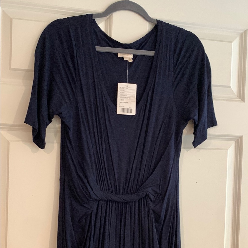 Meadow Rue Blue Sheath Dress with Flutter Sleeves